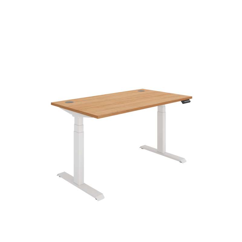 Office Rectangular Dual Motor Sit Stand Desk  | 1400X800 | Beech/White