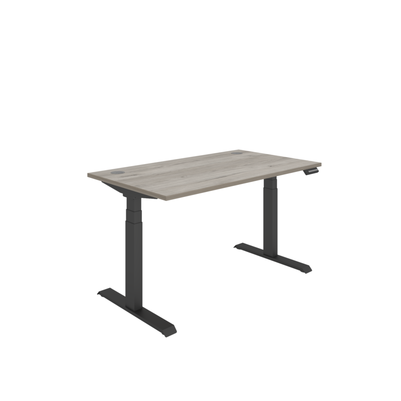 Office Rectangular Dual Motor Sit Stand Desk  | 1400X800 | Grey Oak/Black