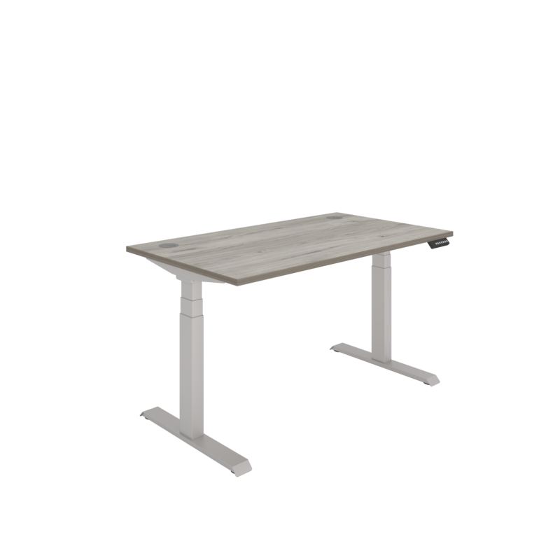 Office Rectangular Dual Motor Sit Stand Desk  | 1400X800 | Grey Oak/Silver