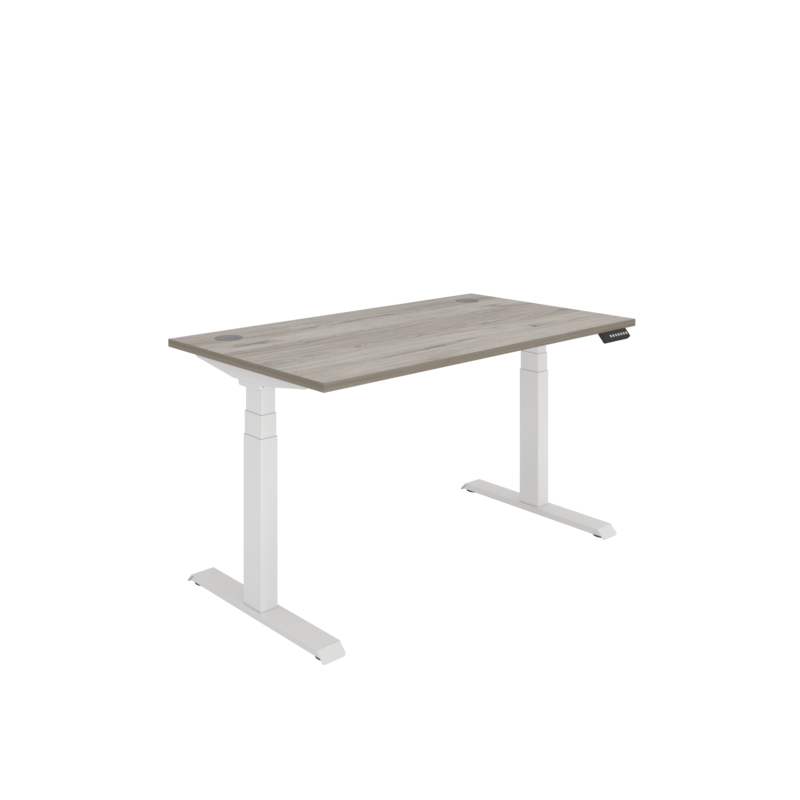 Office Rectangular Dual Motor Sit Stand Desk  | 1400X800 | Grey Oak/White