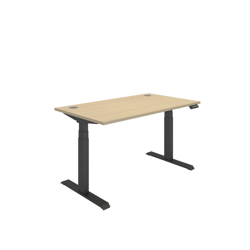 Office Rectangular Dual Motor Sit Stand Desk  | 1400X800 | Oak/Black