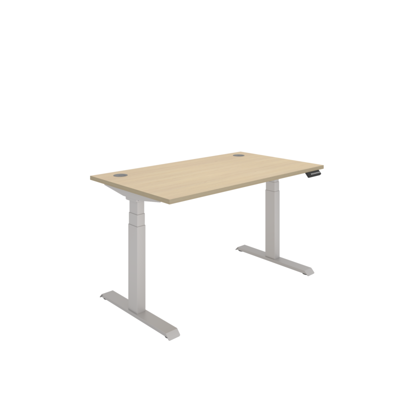 Office Rectangular Dual Motor Sit Stand Desk  | 1400X800 | Oak/Silver