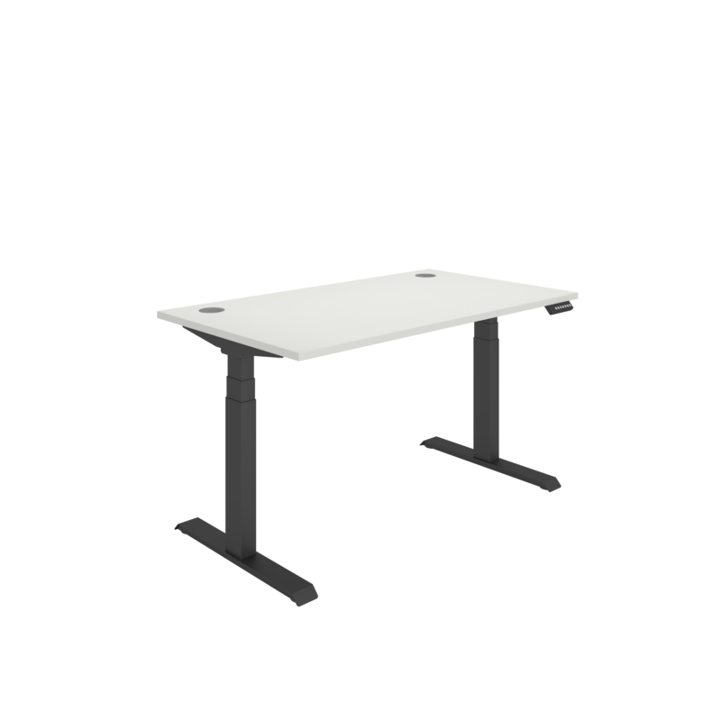 Office Rectangular Dual Motor Sit Stand Desk  | 1400X800 | White/Black