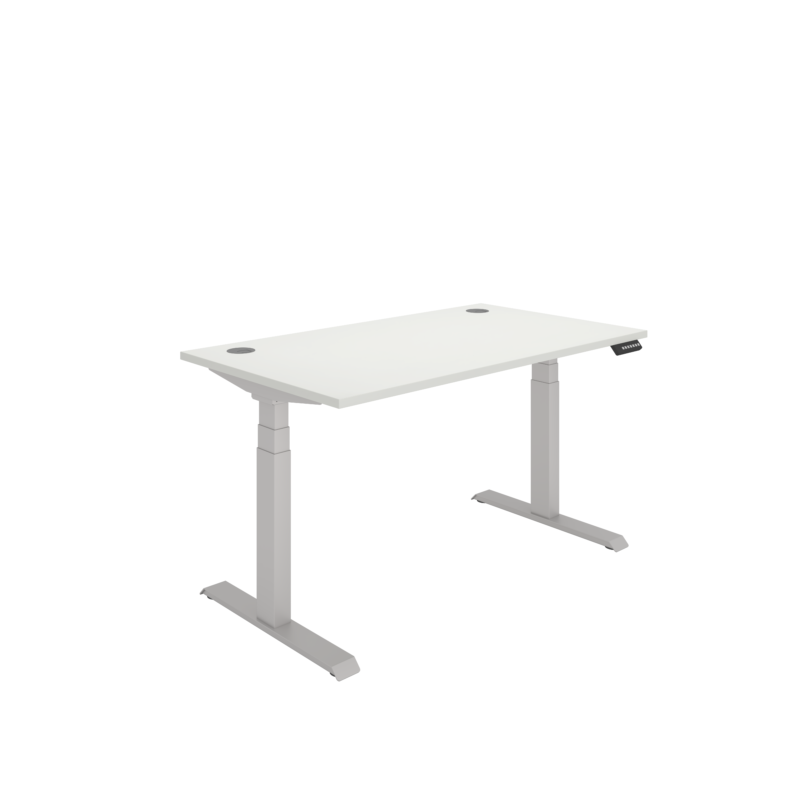 Office Rectangular Dual Motor Sit Stand Desk  | 1400X800 | White/Silver