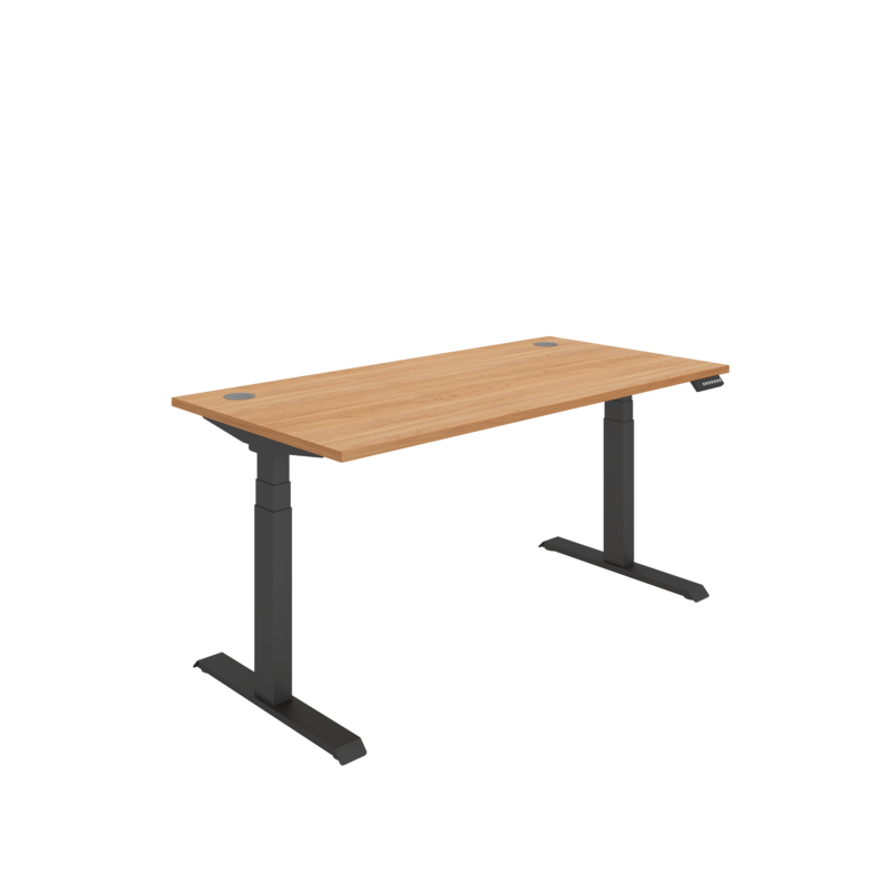 Office Rectangular Dual Motor Sit Stand Desk  | 1600X800 | Beech/Black