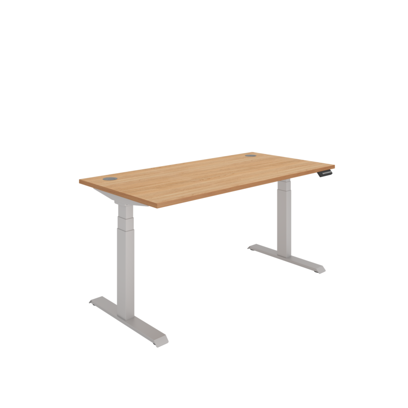 Office Rectangular Dual Motor Sit Stand Desk  | 1600X800 | Beech/Silver