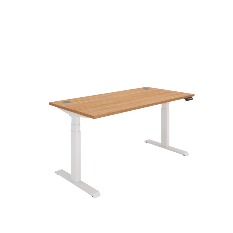 Office Rectangular Dual Motor Sit Stand Desk  | 1600X800 | Beech/White