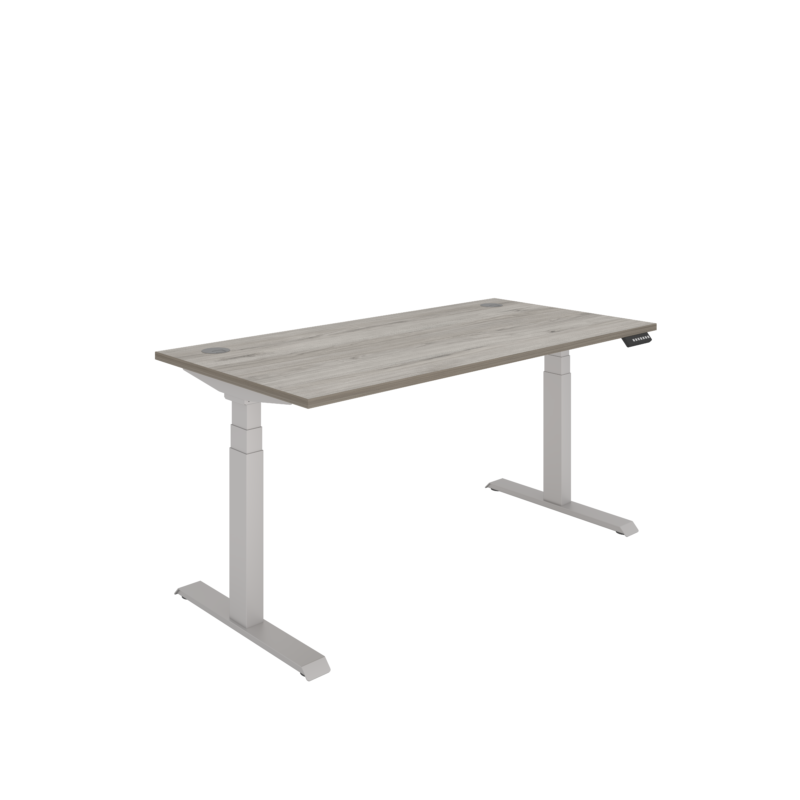 Office Rectangular Dual Motor Sit Stand Desk  | 1600X800 | Grey Oak/Silver