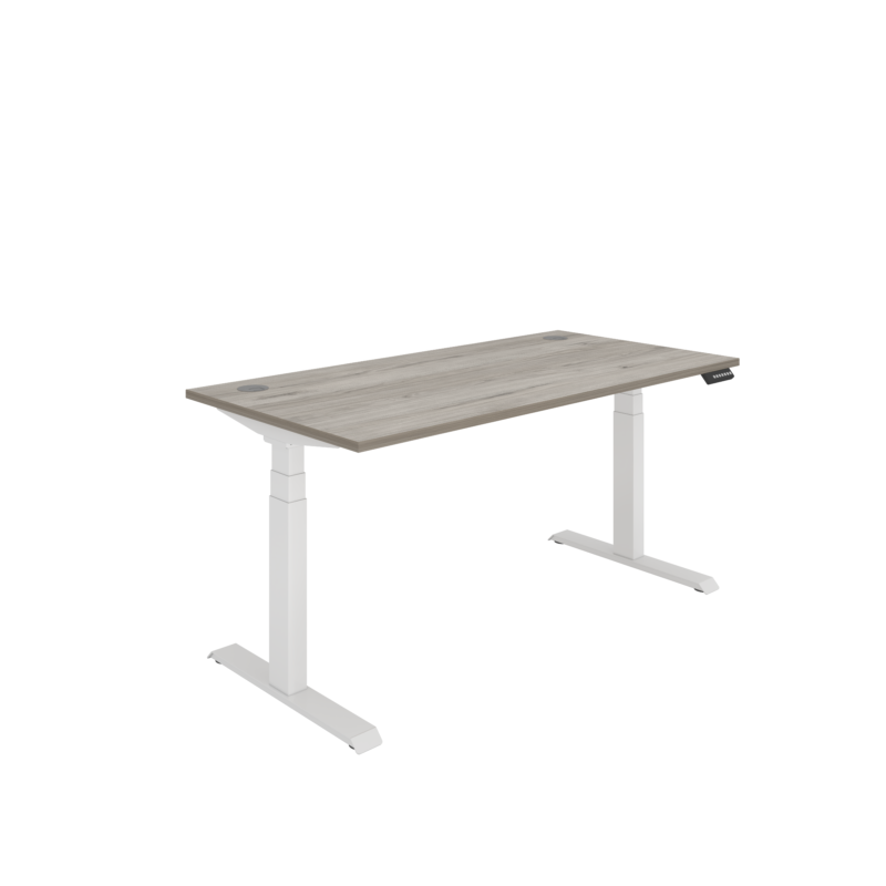 Office Rectangular Dual Motor Sit Stand Desk  | 1600X800 | Grey Oak/White