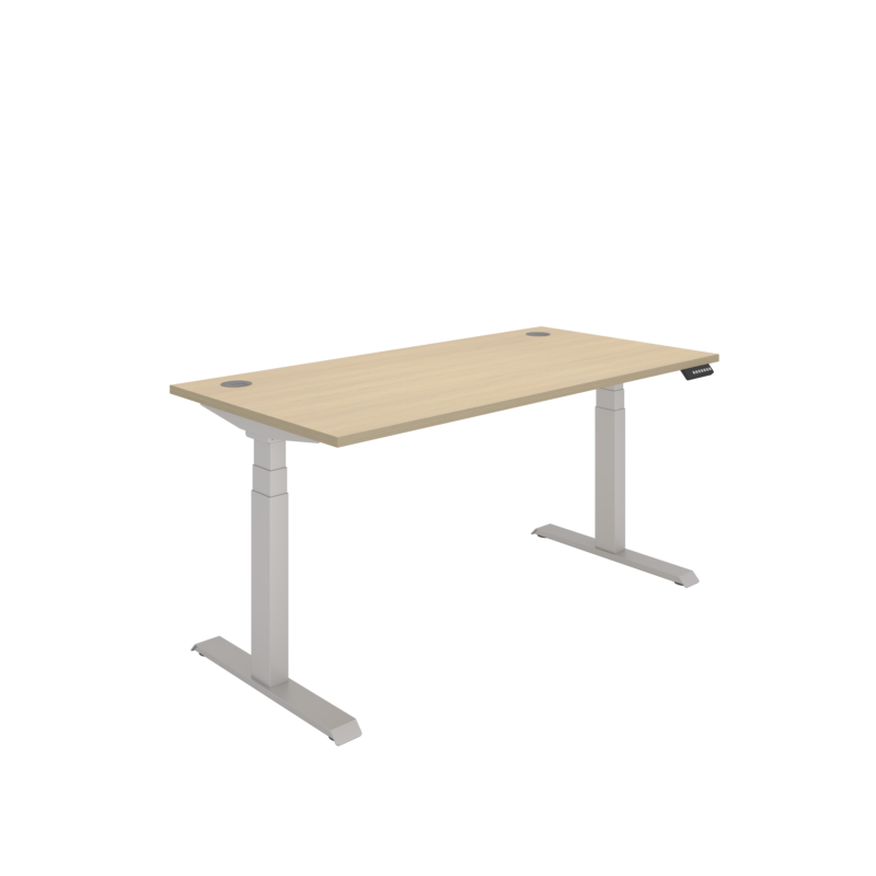 Office Rectangular Dual Motor Sit Stand Desk  | 1600X800 | Oak/Silver