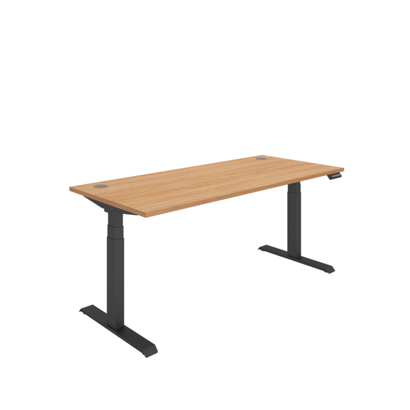 Office Rectangular Dual Motor Sit Stand Desk  | 1800X800 | Beech/Black