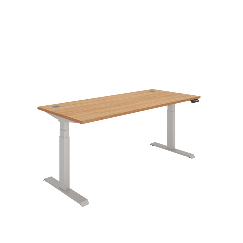 Office Rectangular Dual Motor Sit Stand Desk  | 1800X800 | Beech/Silver