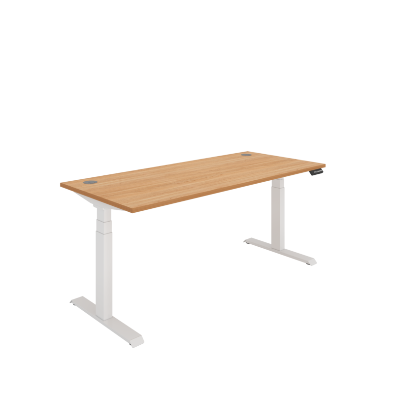 Office Rectangular Dual Motor Sit Stand Desk  | 1800X800 | Beech/White