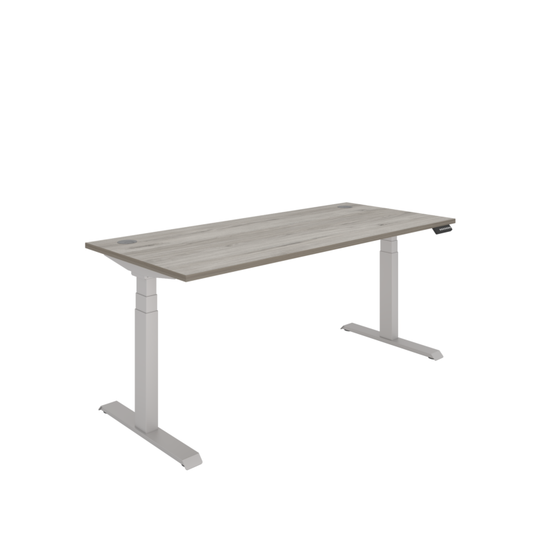 Office Rectangular Dual Motor Sit Stand Desk  | 1800X800 | Grey Oak/Silver