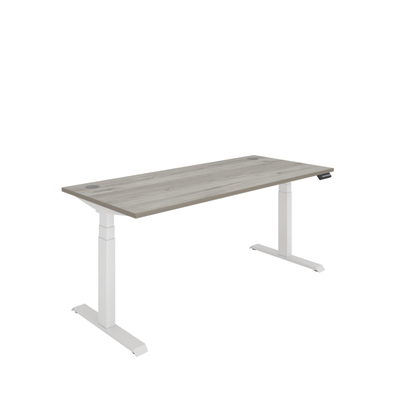 Office Rectangular Dual Motor Sit Stand Desk  | 1800X800 | Grey Oak/White