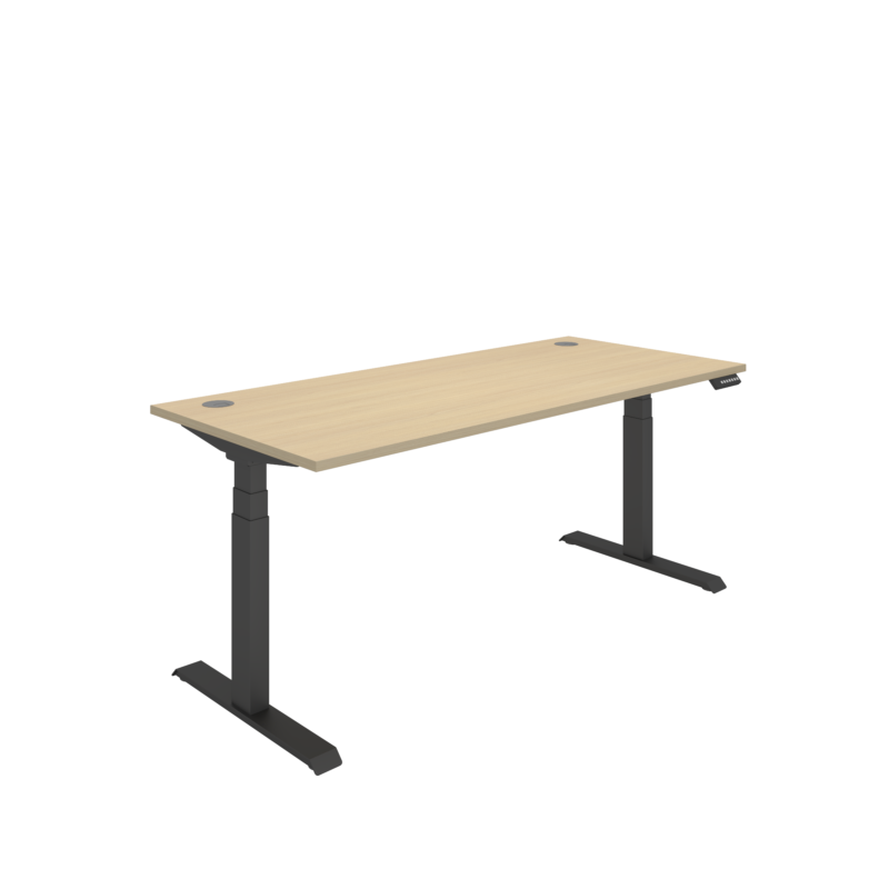 Office Rectangular Dual Motor Sit Stand Desk  | 1800X800 | Oak/Black