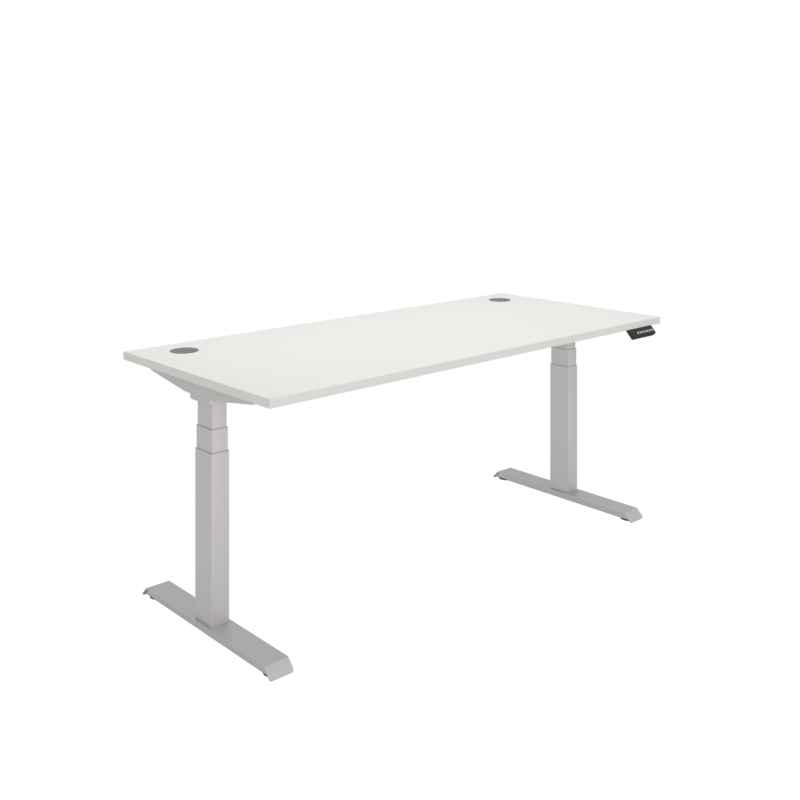 Office Rectangular Dual Motor Sit Stand Desk  | 1800X800 | White/Silver