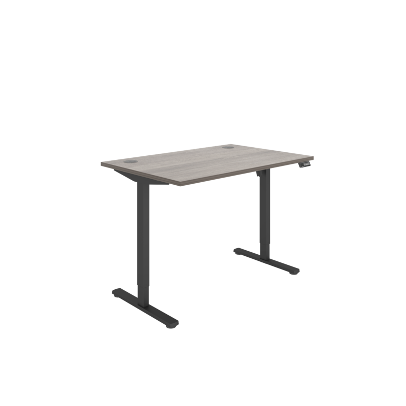 Office Rectangular Single Motor Sit Stand Desk  | 1200X800 | Grey Oak/Black