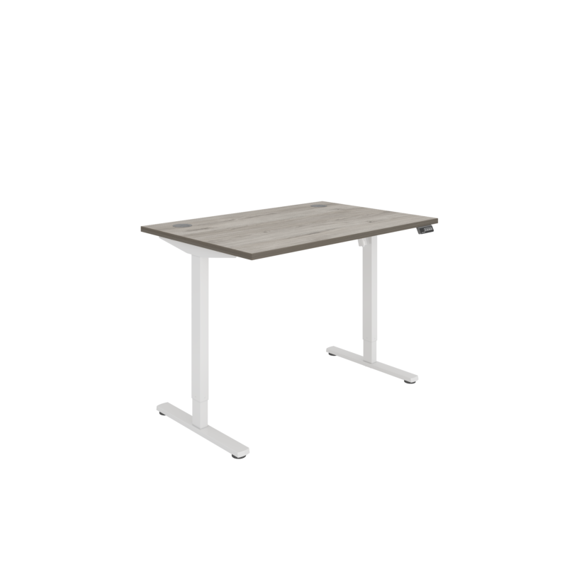 Office Rectangular Single Motor Sit Stand Desk  | 1200X800 | Grey Oak/White