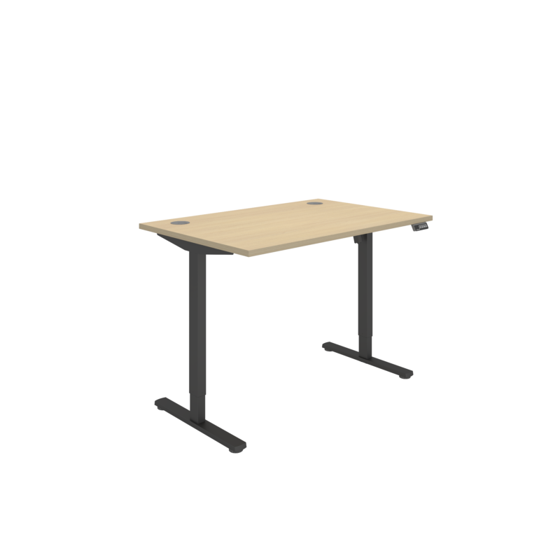 Office Rectangular Single Motor Sit Stand Desk  | 1200X800 | Oak/Black