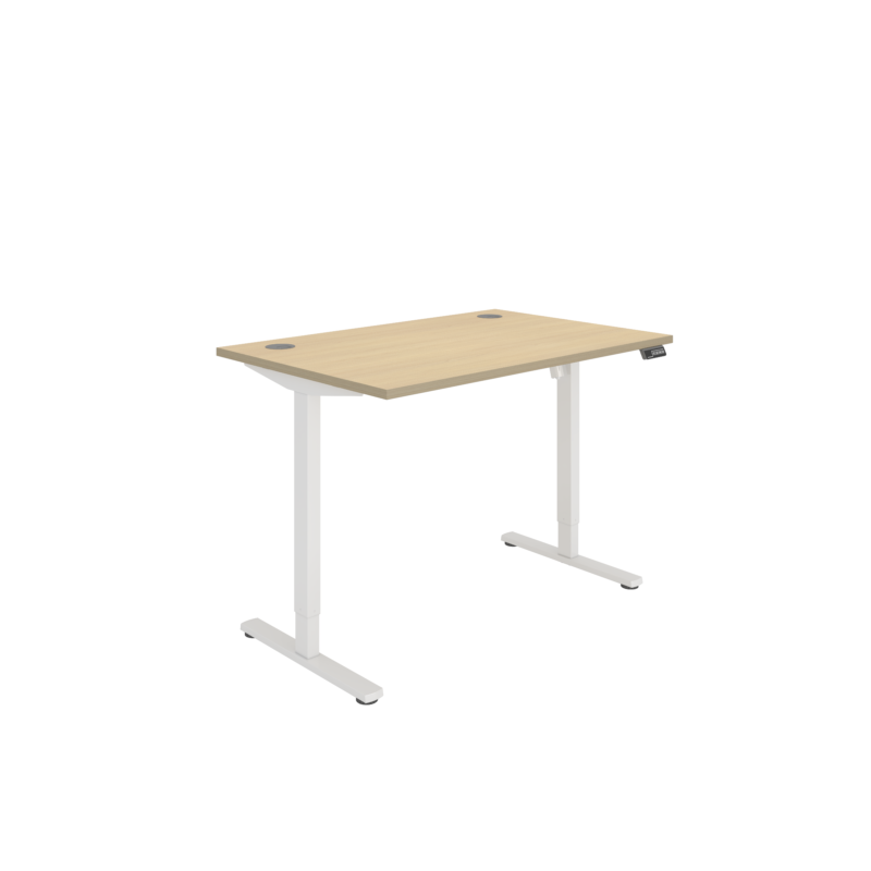 Office Rectangular Single Motor Sit Stand Desk  | 1200X800 | Oak/White