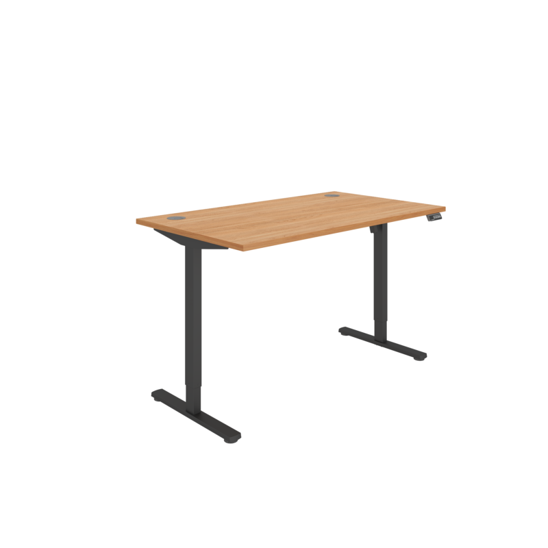 Office Rectangular Single Motor Sit Stand Desk  | 1400X800 | Beech/Black