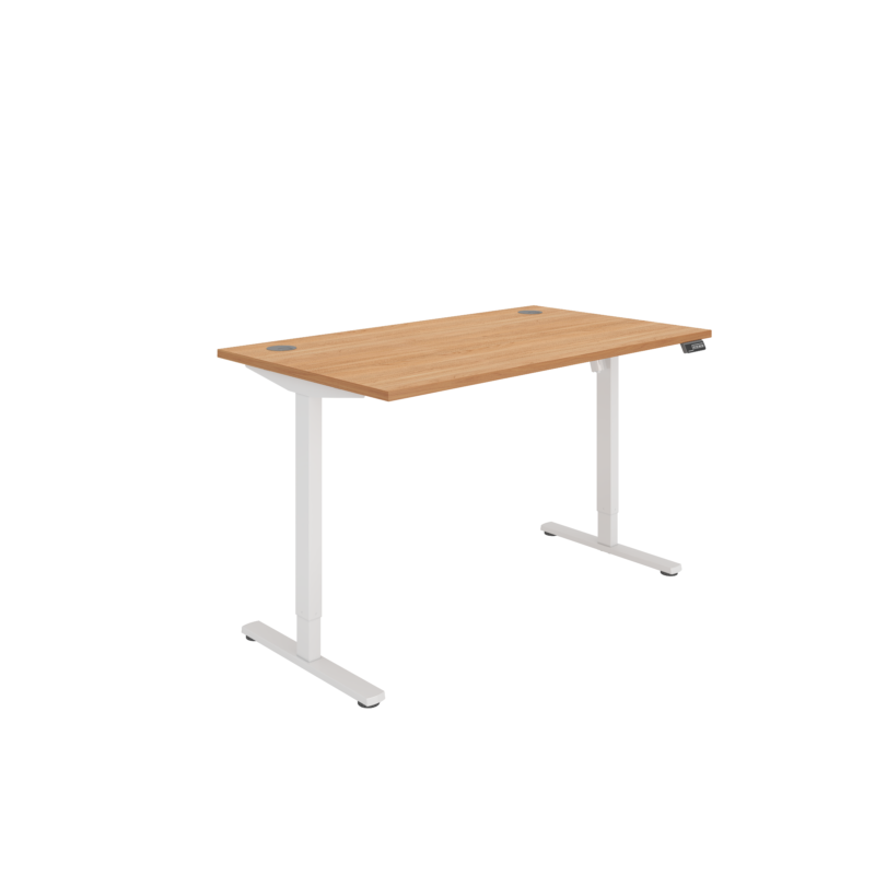 Office Rectangular Single Motor Sit Stand Desk  | 1400X800 | Beech/White