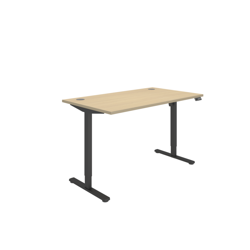 Office Rectangular Single Motor Sit Stand Desk  | 1400X800 | Oak/Black