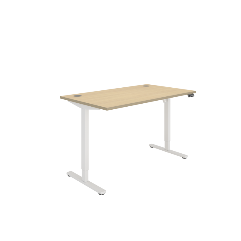 Office Rectangular Single Motor Sit Stand Desk  | 1400X800 | Oak/White