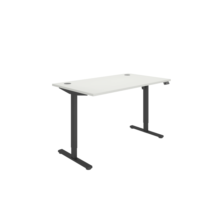 Office Rectangular Single Motor Sit Stand Desk  | 1400X800 | White/Black