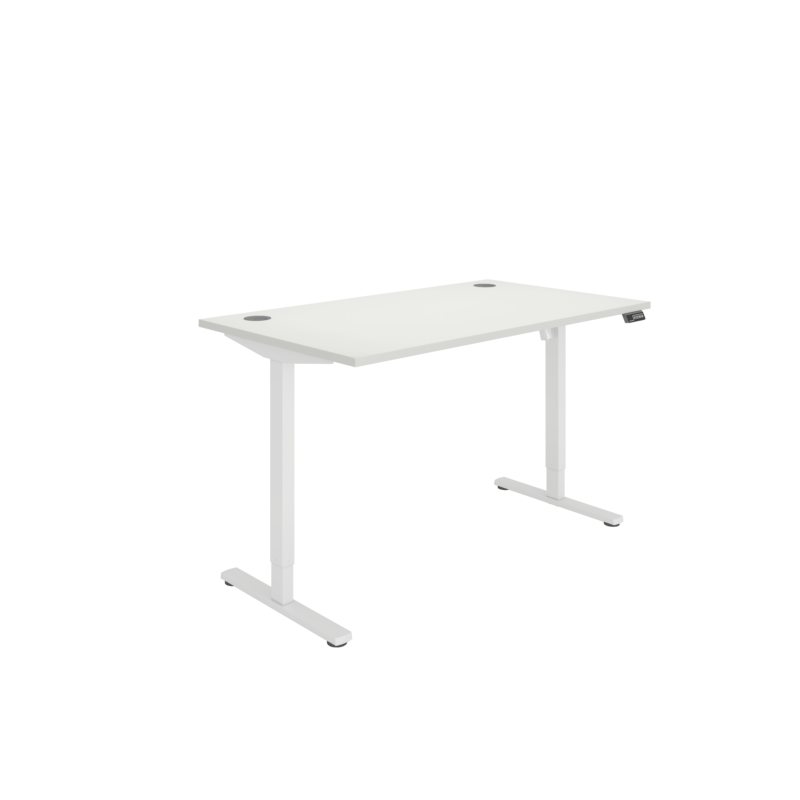 Office Rectangular Single Motor Sit Stand Desk  | 1400X800 | White/White