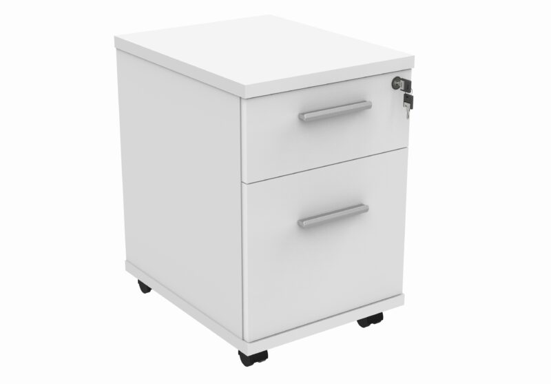 Mobile Under Desk Office Storage Unit | 2 Drawers | Arctic White