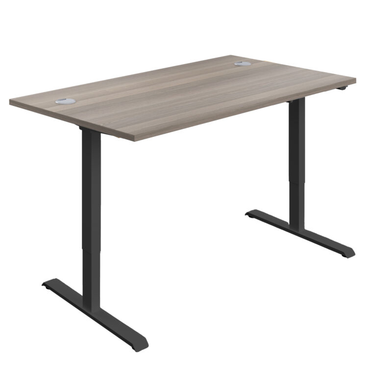 Economy Single Motor Sit Stand Desk | 1400 X 800 | Grey Oak/Black