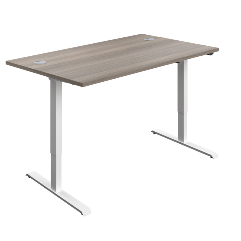 Economy Single Motor Sit Stand Desk | 1400 X 800 | Grey Oak/White