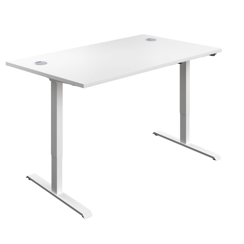 Economy Single Motor Sit Stand Desk | 1400 X 800 | White/White