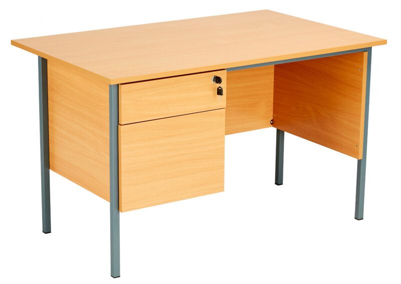 Eco 18 Rectangular Desk with 2 Drawer Pedestal | 1200 X 750 | Ellmau Beech/Black