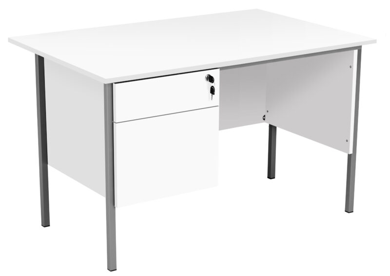 Eco 18 Rectangular Desk with 2 Drawer Pedestal | 1200 X 750 | White/Black