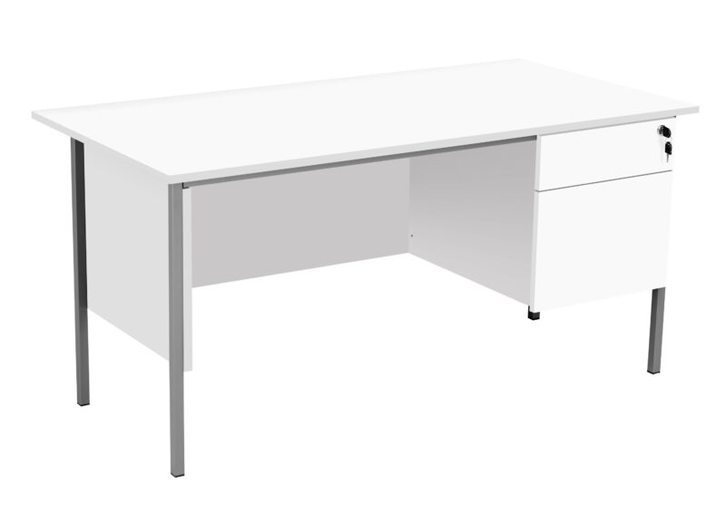 Eco 18 Rectangular Desk with 2 Drawer Pedestal | 1500 X 750 | White/Black