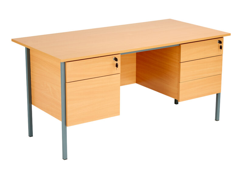 Eco 18 Rectangular Desk with 2 Drawer and 3 Drawer Pedestal | 1500 X 750 | Ellmau Beech/Black