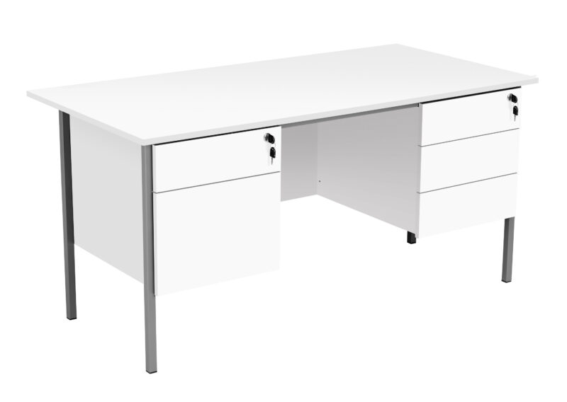 Eco 18 Rectangular Desk with 2 Drawer and 3 Drawer Pedestal | 1500 X 750 | White/Black