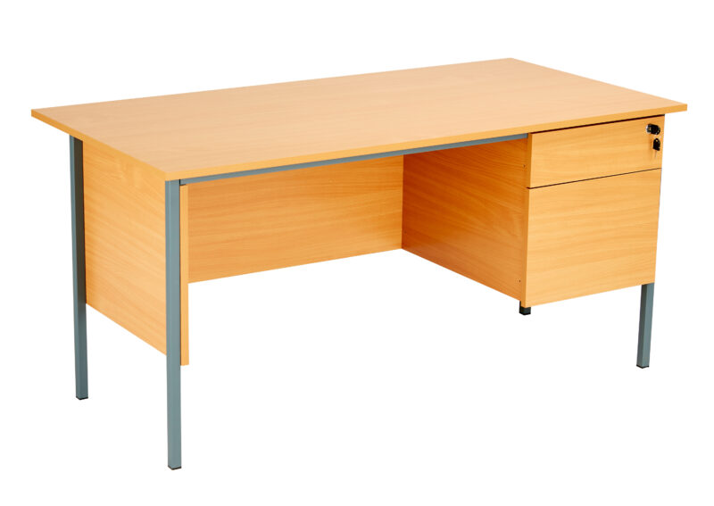 Eco 18 Rectangular Desk with 2 Drawer Pedestal | 1800 X 750 | Ellmau Beech/Black