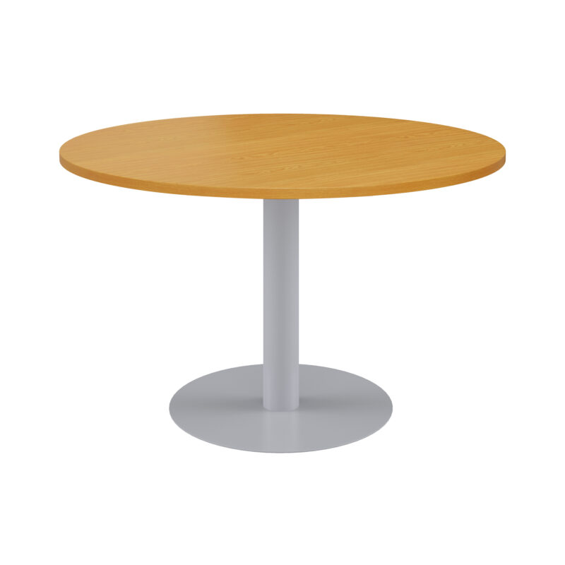 One Contract Circular Meeting Table | 1000 Diameter | Beech/Silver