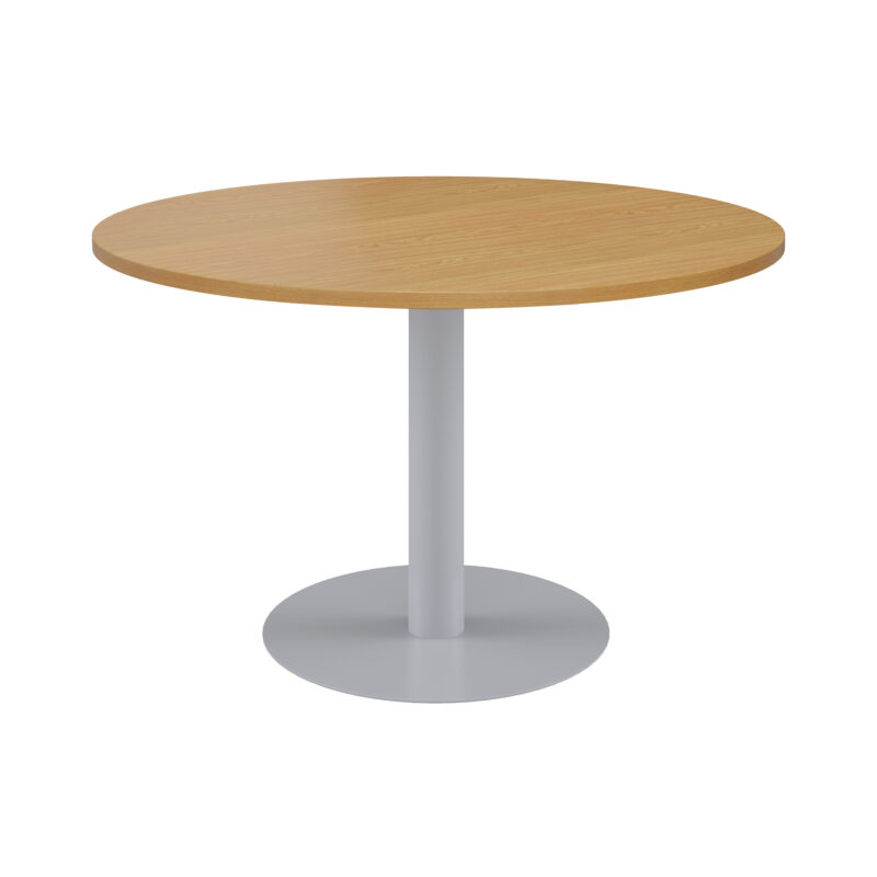 One Contract Circular Meeting Table | 1000 Diameter | Nova Oak/Silver