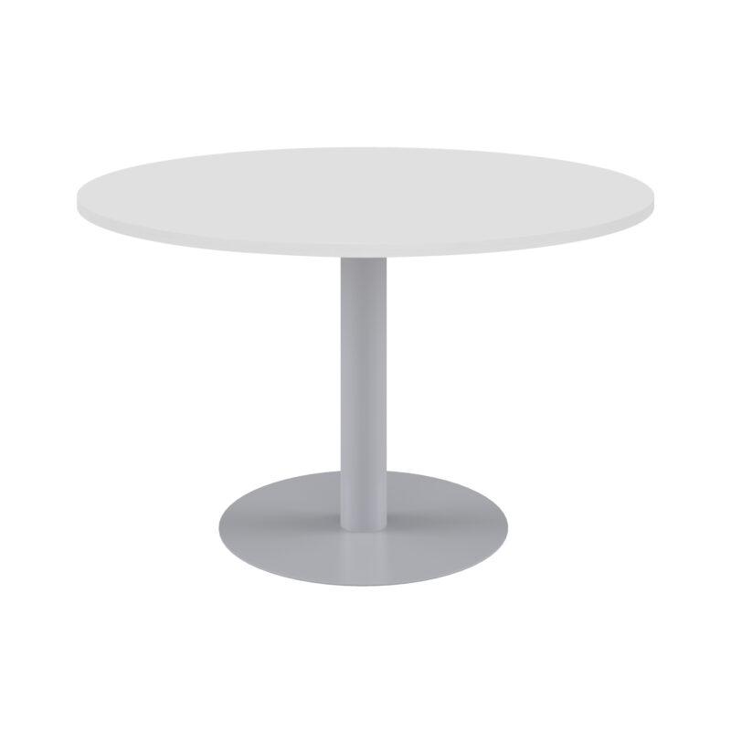 One Contract Circular Meeting Table | 1000 Diameter | White/Silver