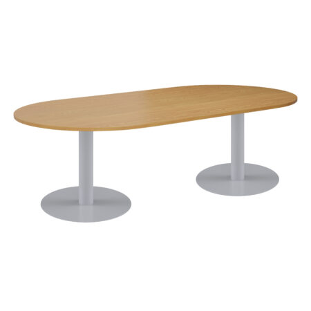 One Contract Radial End Meeting Table | 2400 X 1000 | Nova Oak/Silver