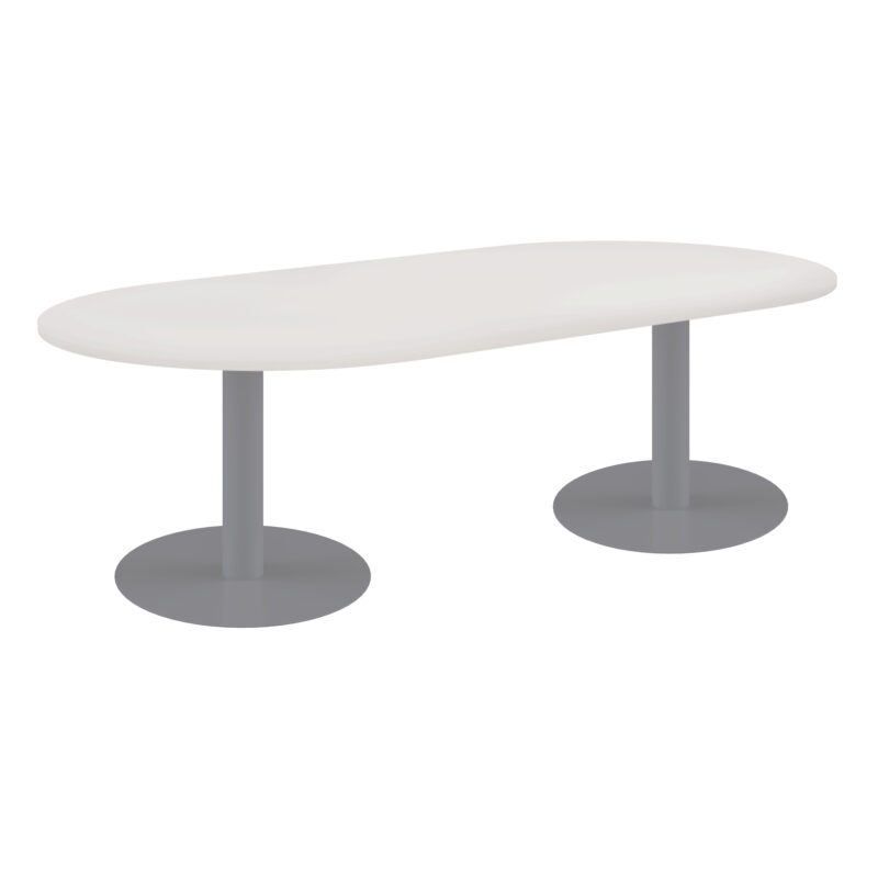 One Contract Radial End Meeting Table | 2400 X 1000 | White/Silver