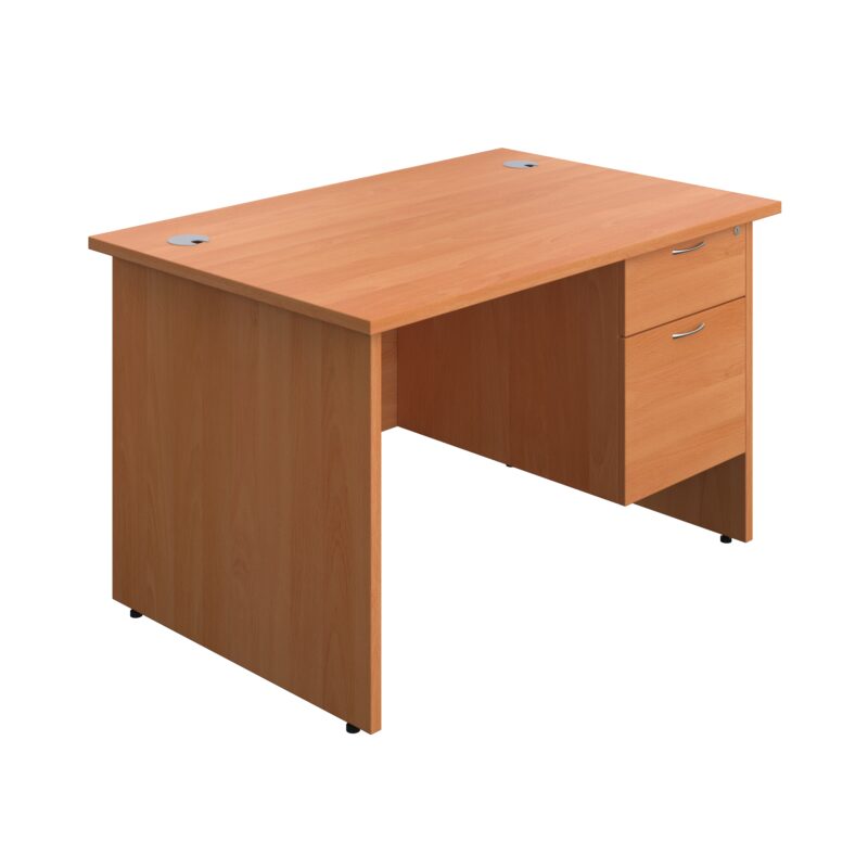 Panel Rectangular Desk + 2 Drawer Fixed Pedestal Bundle | 1200X800 | Beech/Beech