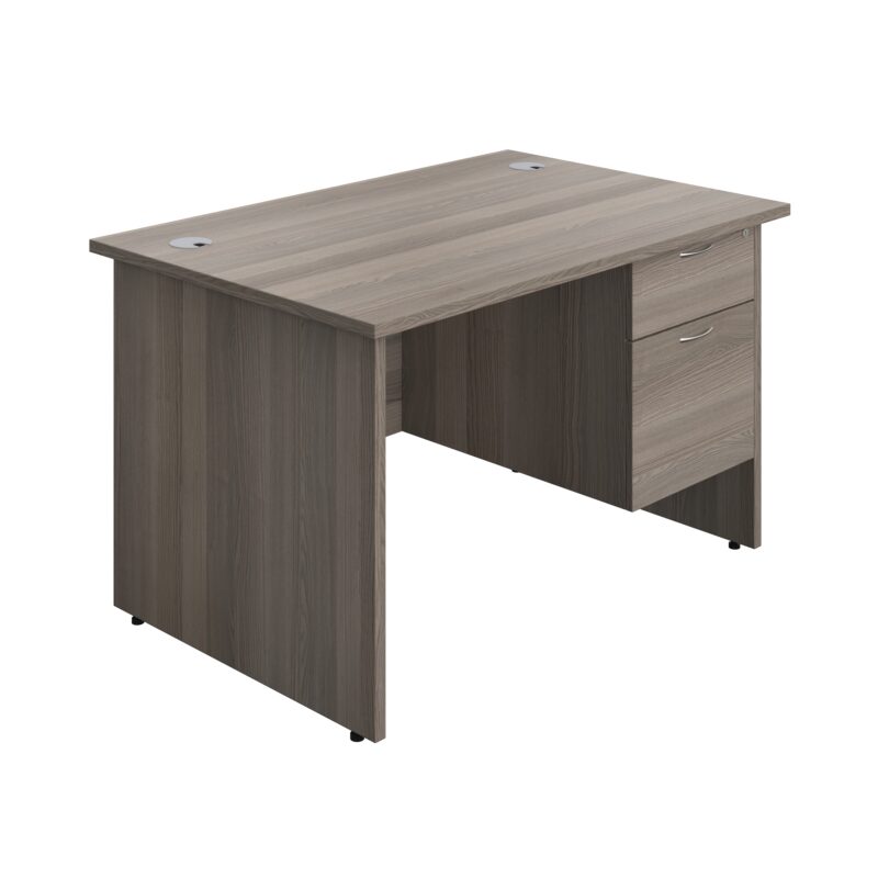 Panel Rectangular Desk + 2 Drawer Fixed Pedestal Bundle | 1200X800 | Grey Oak/Grey Oak