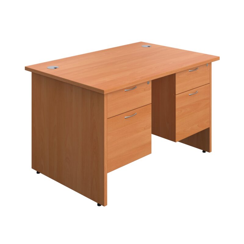 Panel Rectangular Desk + 2 X 2 Drawer Fixed Pedestal Bundle | 1200X800 | Beech/Beech