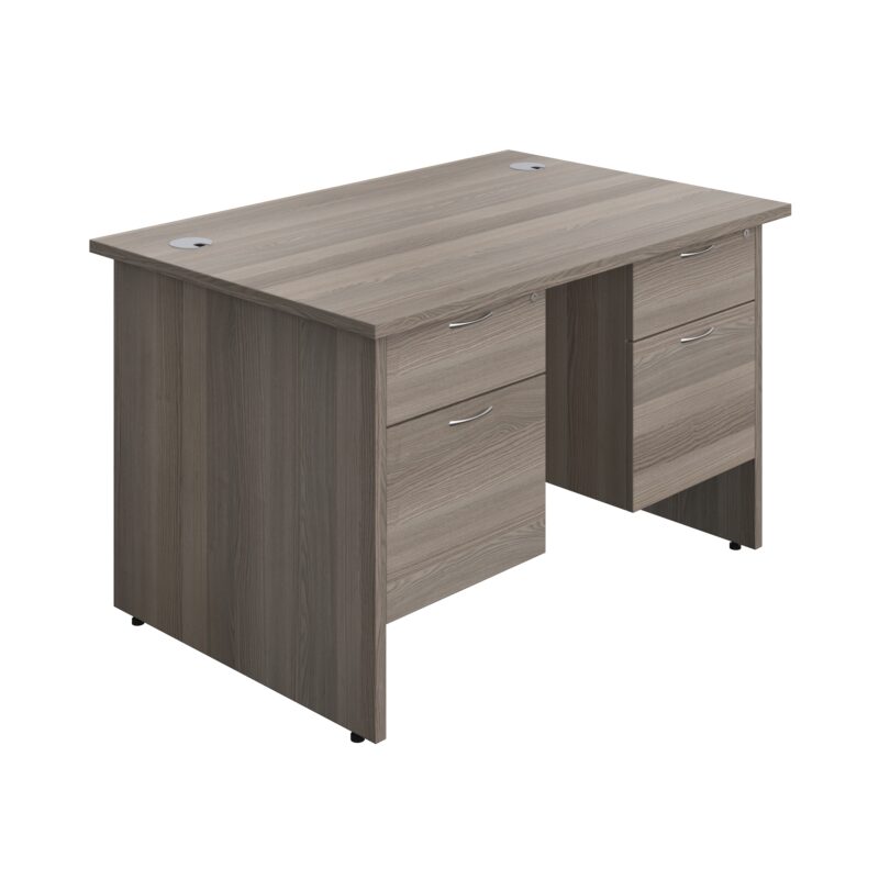 Panel Rectangular Desk + 2 X 2 Drawer Fixed Pedestal Bundle | 1200X800 | Grey Oak/Grey Oak